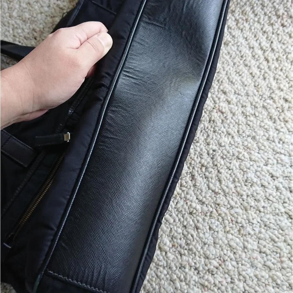 Prada black Nylon and Saffiano leather tote